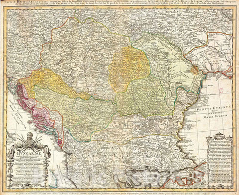 Historic Map : Homann Heirs Map of Hungary, The Balkans, Northern Greece , 1752, Vintage Wall Art