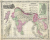 Historic Map : Johnson's Map of India (Hindostan or British India) , 1864, Vintage Wall Art