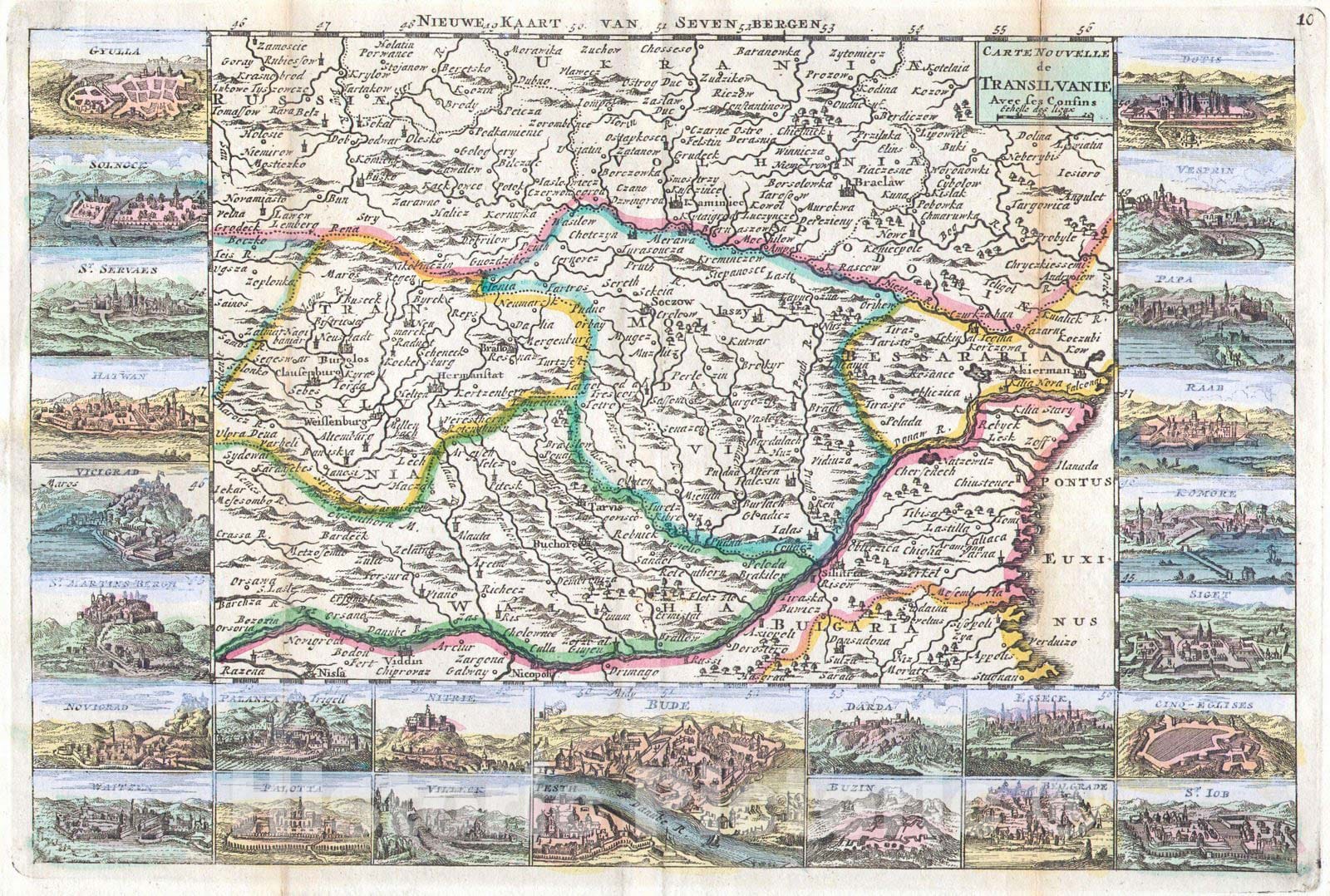 Historic Map : De La Feuille Map of Transylvania & Moldova, 1710, Vintage Wall Art