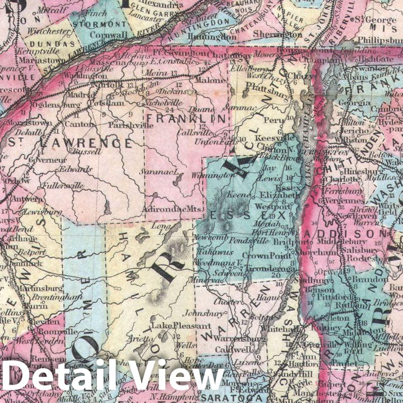 Historic Map : Colton Pocket Map of New England & New York, 1856, Vintage Wall Art