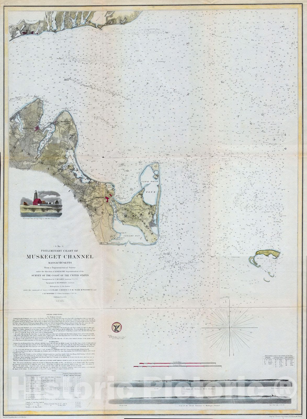 Historic Map : Map of Martha's Vineyard (Marthas Vineyard), Massachusetts , 1859, Vintage Wall Art