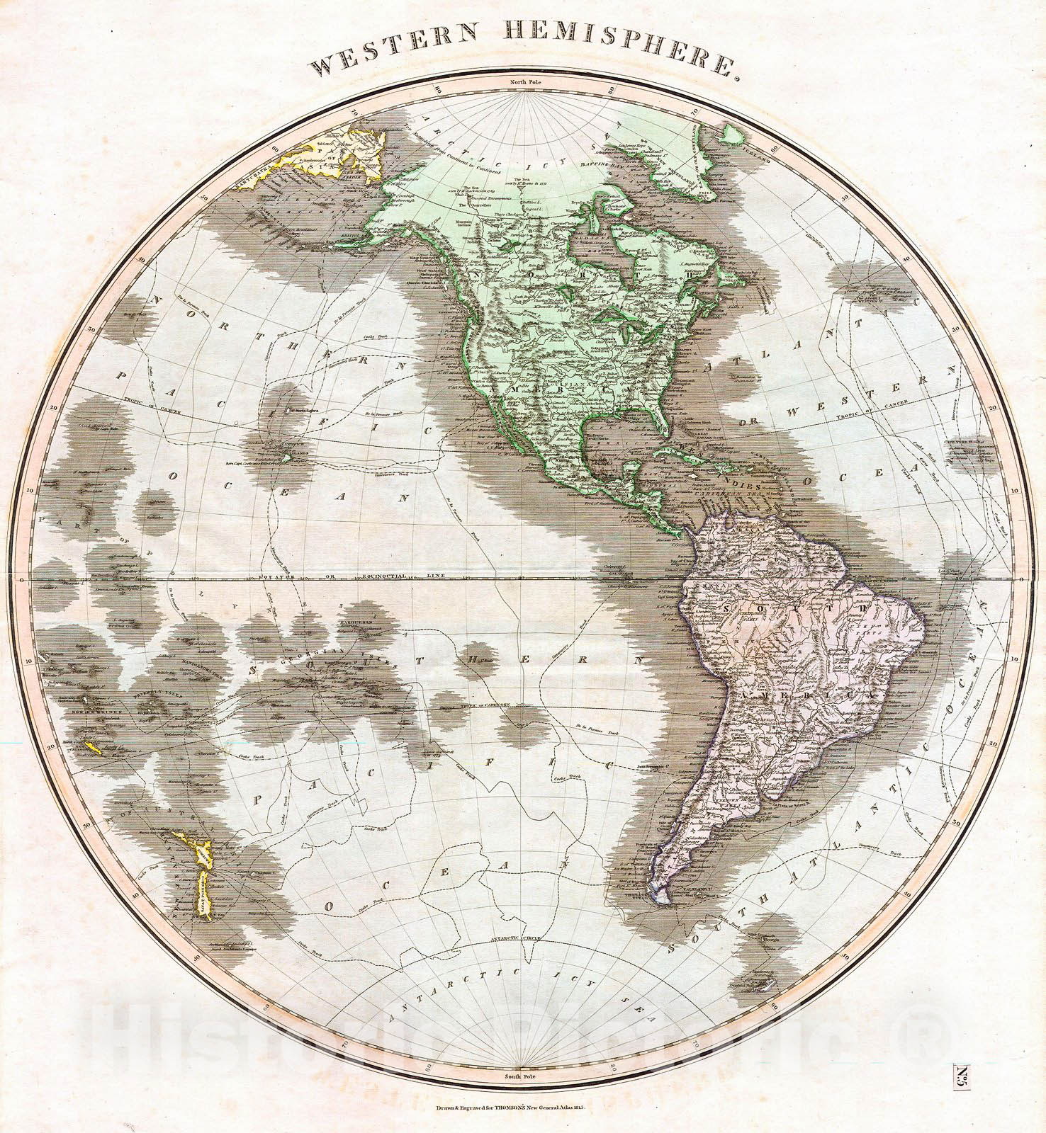 Historic Map : Thomson Map of The Western Hemisphere (North America & South America) , 1814, Vintage Wall Art