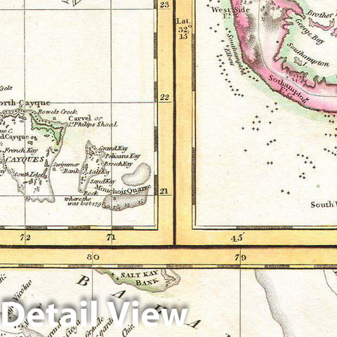 Historic Map : Thomson Map of Cuba. Bermuda & The Bahamas , 1815, Vintage Wall Art