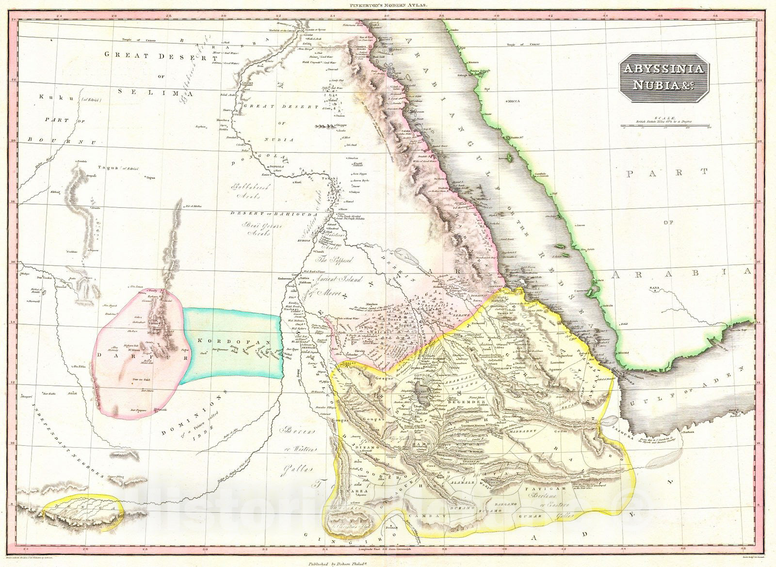 Historic Map : Pinkerton Map of Abyssinia (Ethiopia), Sudan & Nubia, 1818, Vintage Wall Art