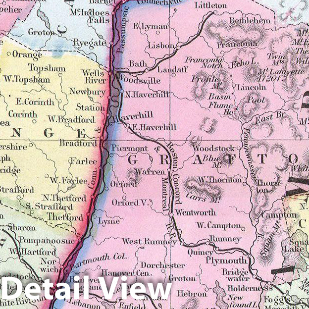 Historic Map : Mitchell's Map of Vermont and New Hampshire , 1862, Vintage Wall Art