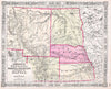 Historic Map : Johnson's Map of Colorado, Dakota, Idaho, Nebraska & Kansas , 1863, Vintage Wall Art