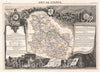 Historic Map : Levasseur Map of The Department De L'Yonne (Burgundy or Bourgogne Wine Region), 1852, Vintage Wall Art