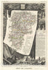 Historic Map : Levasseur Map of The Department L'Aisne, France, 1852, Vintage Wall Art