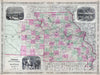 Historic Map : Johnson's Map of Missouri and Kansas, 1866, Vintage Wall Art