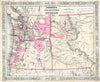 Historic Map : Johnson Map of Washington, Oregon & Idaho (Wyoming & Montana) , 1864, Vintage Wall Art