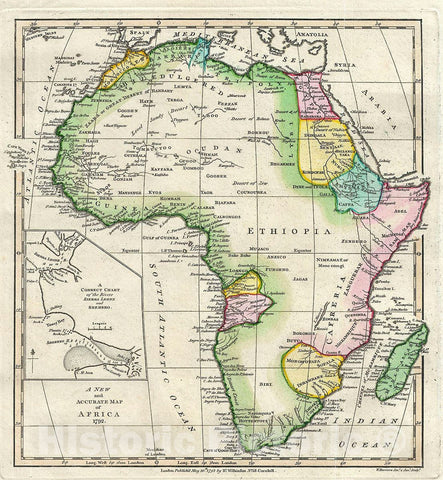 Historic Map : Wilkinson Antique Map of Africa, 1792, Vintage Wall Art
