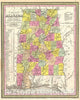Historic Map : Mitchell New Map of Alabama, 1854, Vintage Wall Art