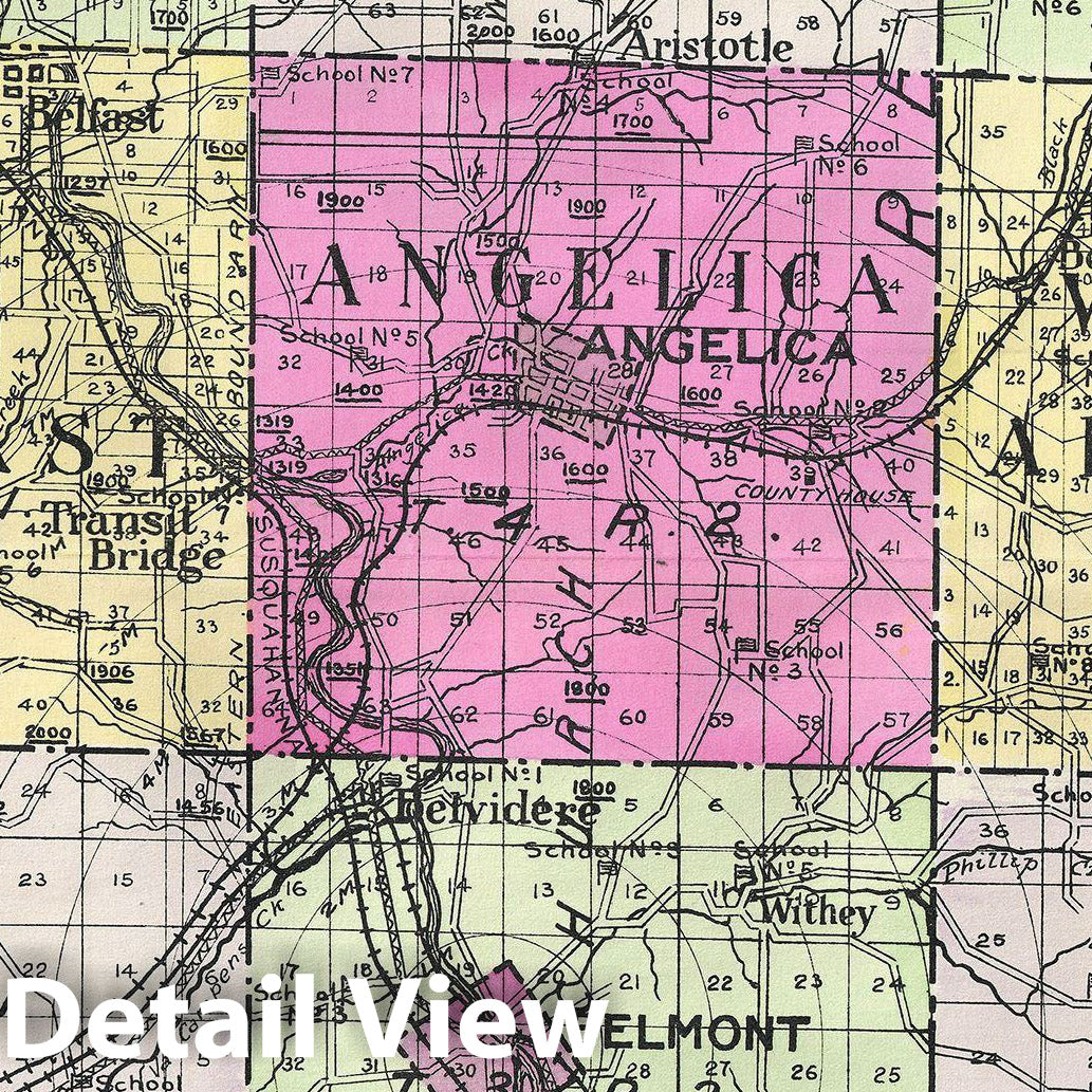 Historic Map : Century Map of Allegany County, New York, 1912, Vintage Wall Art