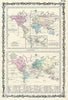 Historic Map : Johnson Map of The World's Industry and Animals, 1861, Vintage Wall Art