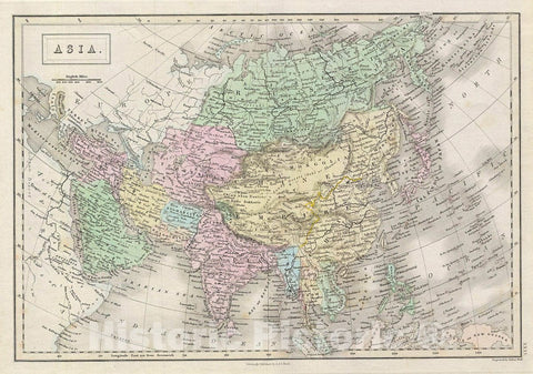 Historic Map : Black Map of Asia, Version 2, 1851, Vintage Wall Art