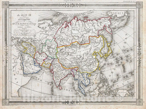 Historic Map : Bocage Map of Asia, 1852, Vintage Wall Art