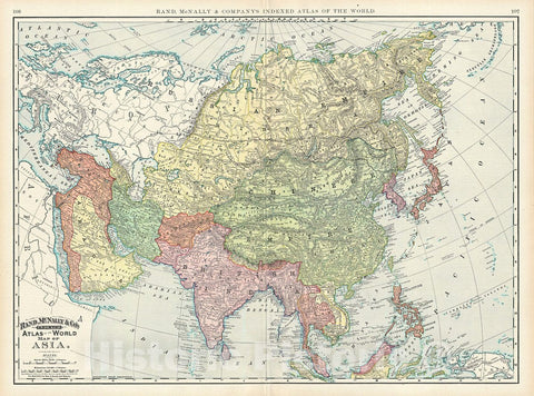 Historic Map : Rand McNally Map of Asia, 1892, Vintage Wall Art