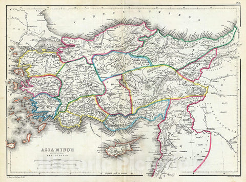 Historic Map : Hughes Map of Turkey or Asia Minor (Anatolia) in Antiquity, 1867, Vintage Wall Art