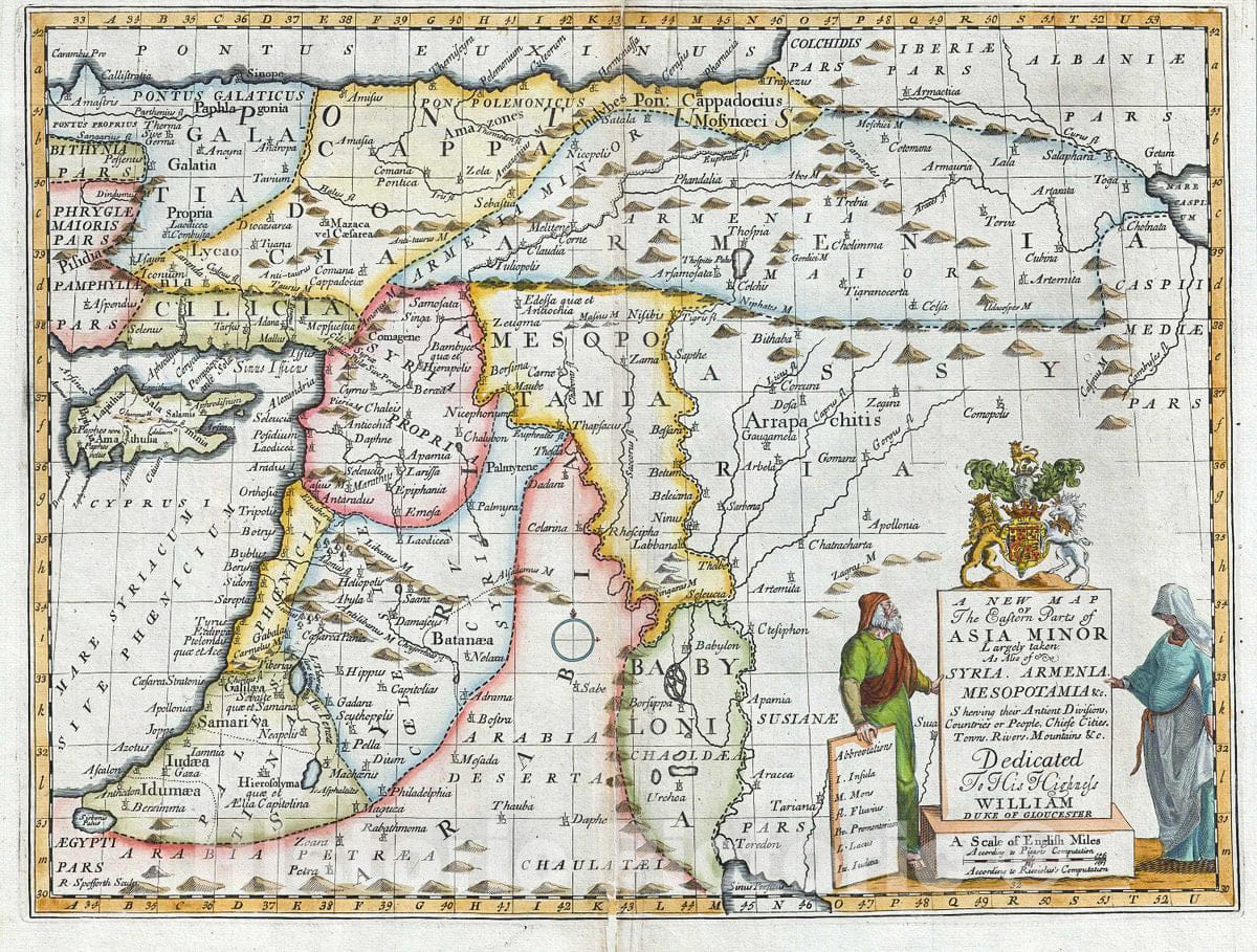Historic Map : Wells Map of Asia Minor, Israel, Palestine, Syria, Jordan and Iraq, 1712, Vintage Wall Art