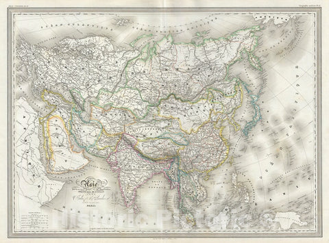 Historic Map : Dufour Map of Asia, 1860, Vintage Wall Art