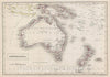 Historic Map : Black Map of Australia and New Zealand, 1840, Vintage Wall Art