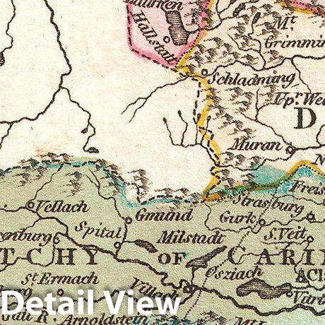 Historic Map : Wilkinson Map of Austria, 1794, Vintage Wall Art