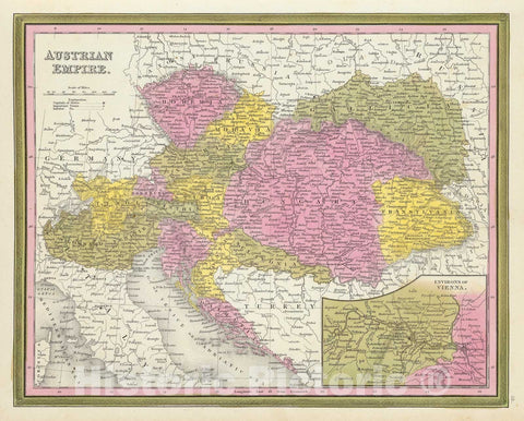 Historic Map : Mitchell Map of The Austria, Hungary and Tansylvania, 1849, Vintage Wall Art