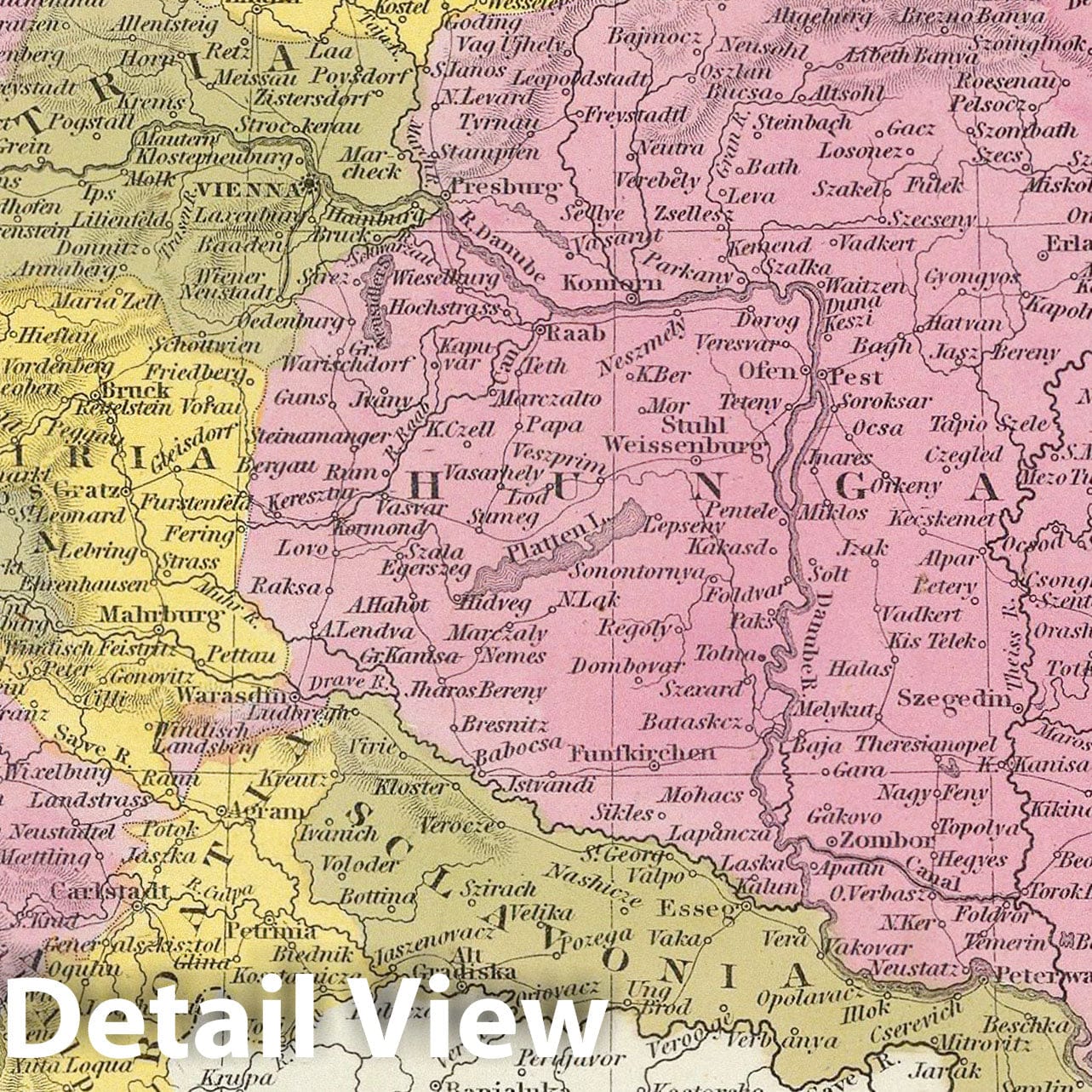 Historic Map : Mitchell Map of The Austria, Hungary and Tansylvania, 1849, Vintage Wall Art