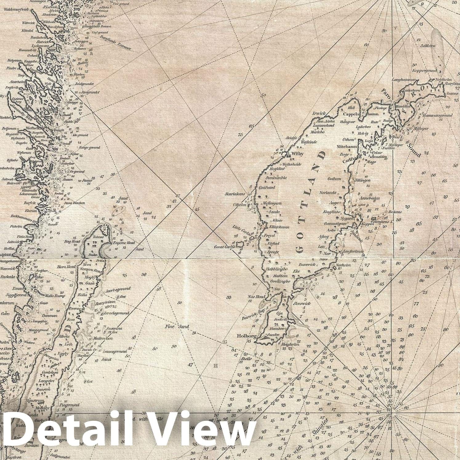 Historic Map : John Moore Map of Nautical Chart of The Baltic Sea, 1791, Vintage Wall Art