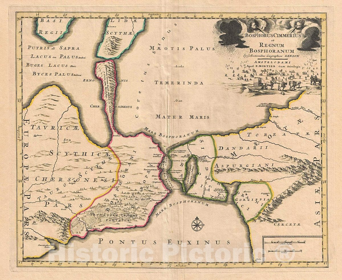 Historic Map : Sanson/Mortier Map of The Kerch Strait with Crimea and Russia, 1705, Vintage Wall Art