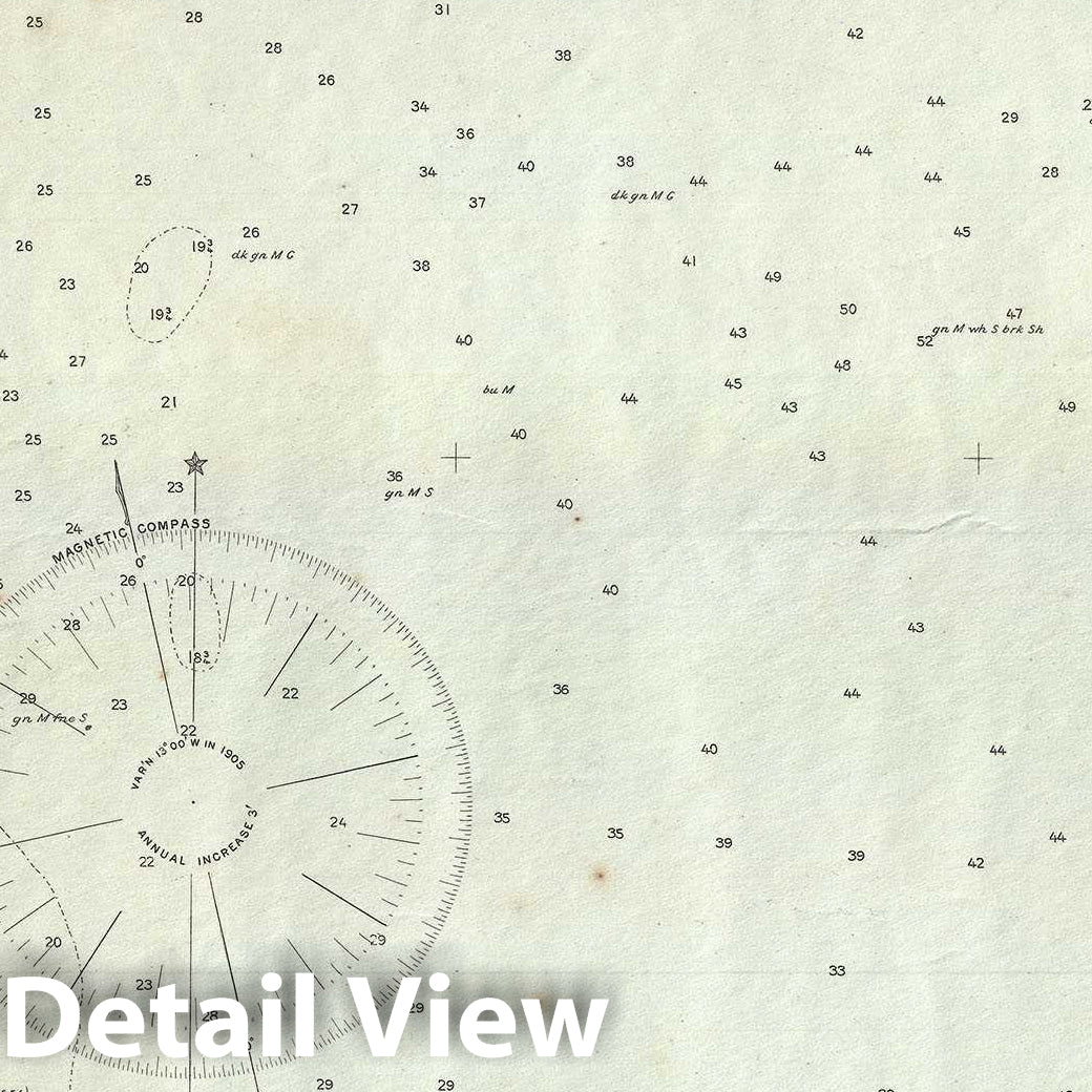 Historic Map : U. S. Coast Survey Chart or Map of Boston Bay, Massachusetts, 1905, Vintage Wall Art