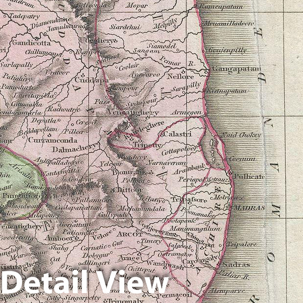 Historic Map : Thomson Antique Map Southern India, 1816, Vintage Wall Art