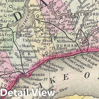 Historic Map : Mitchell Map of Ontario, Canada, 1868, Vintage Wall Art