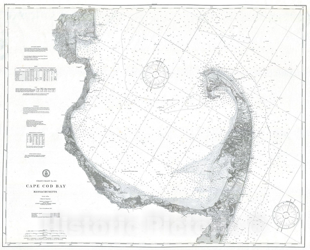Historic Map : U.S. Coast Survey Nautical Chart or Map of Cape Cod, Ma ...