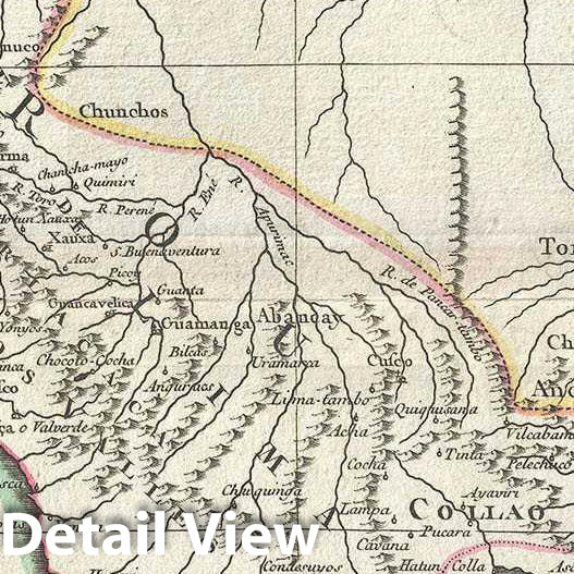 Historic Map : Bonne Map of Peru, Ecuador, Bolivia, and The Western Amazon, 1778, Vintage Wall Art