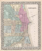 Historic Map : Mitchell Map or Plan of Chicago, Illinois, 1874, Vintage Wall Art