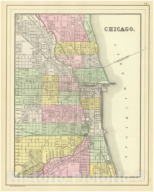 Historic Map : Mitchell Plan or Map of Chicago, Illinois, 1890, Vintage Wall Art