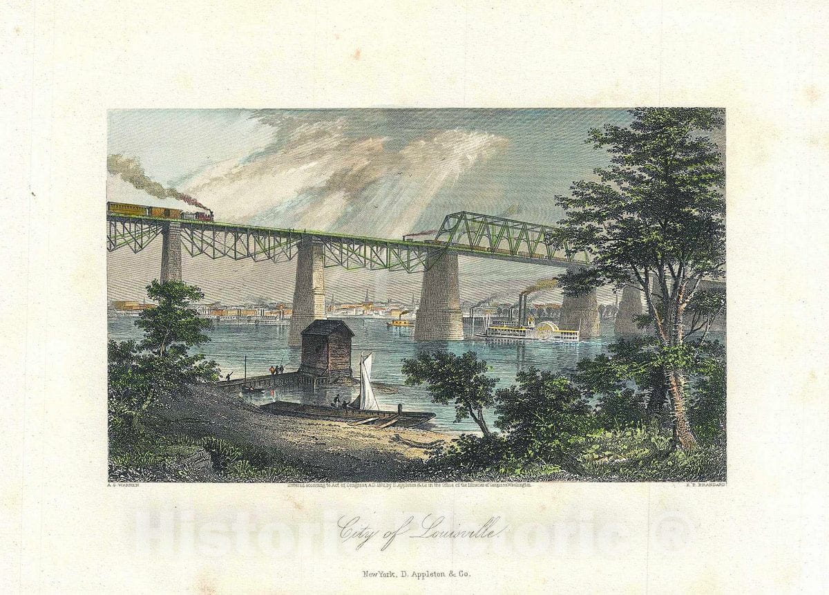 Historic Map : Appleton View of The City of Louisville, Kentucky, 1872, Vintage Wall Art