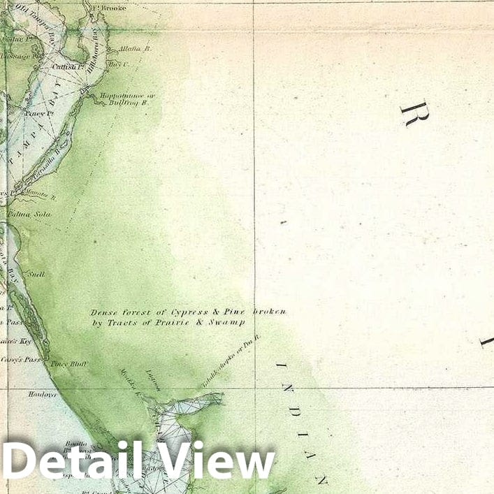 Historic Map : U. S. Coast Survey Chart or Map of Florida, 1860, Vintage Wall Art