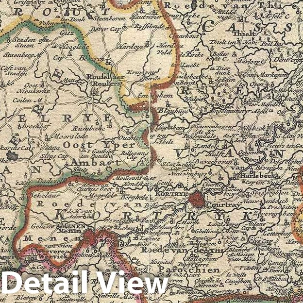 Historic Map : De Wit Map of Flanders (Holland and Belgium), 1721, Vintage Wall Art