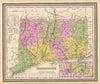 Historic Map : Mitchell Map of Connecticut, 1849, Vintage Wall Art