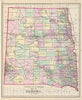 Historic Map : Bradley Map of Dakota, 1887, Vintage Wall Art