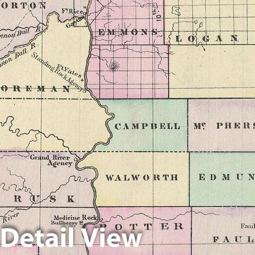 Historic Map : Bradley Map of Dakota, 1887, Vintage Wall Art
