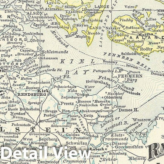 Historic Map : Rand McNally Map of Denmark, 1892, Vintage Wall Art