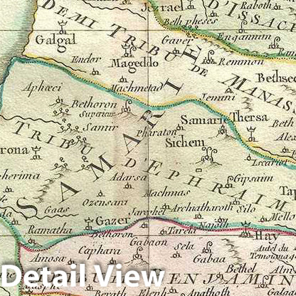 Historic Map : Bonne Map of Israel, Palestine or The Holy Land (Showing The 12 Tribes), 1783, Vintage Wall Art