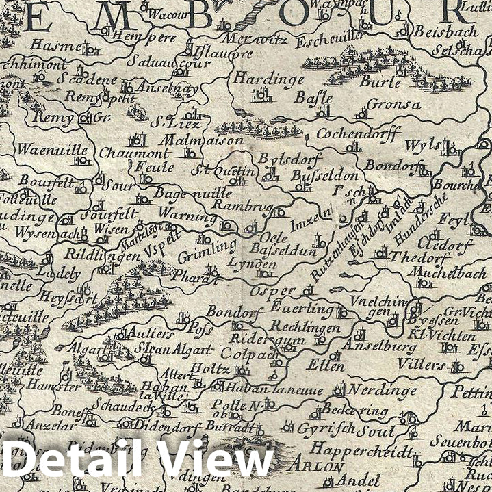 Historic Map : Jaillot Map of The Duchy of Luxembourg, 1674, Vintage Wall Art