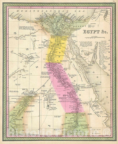Historic Map : Mitchell Map of Egypt, Africa, 1849, Vintage Wall Art