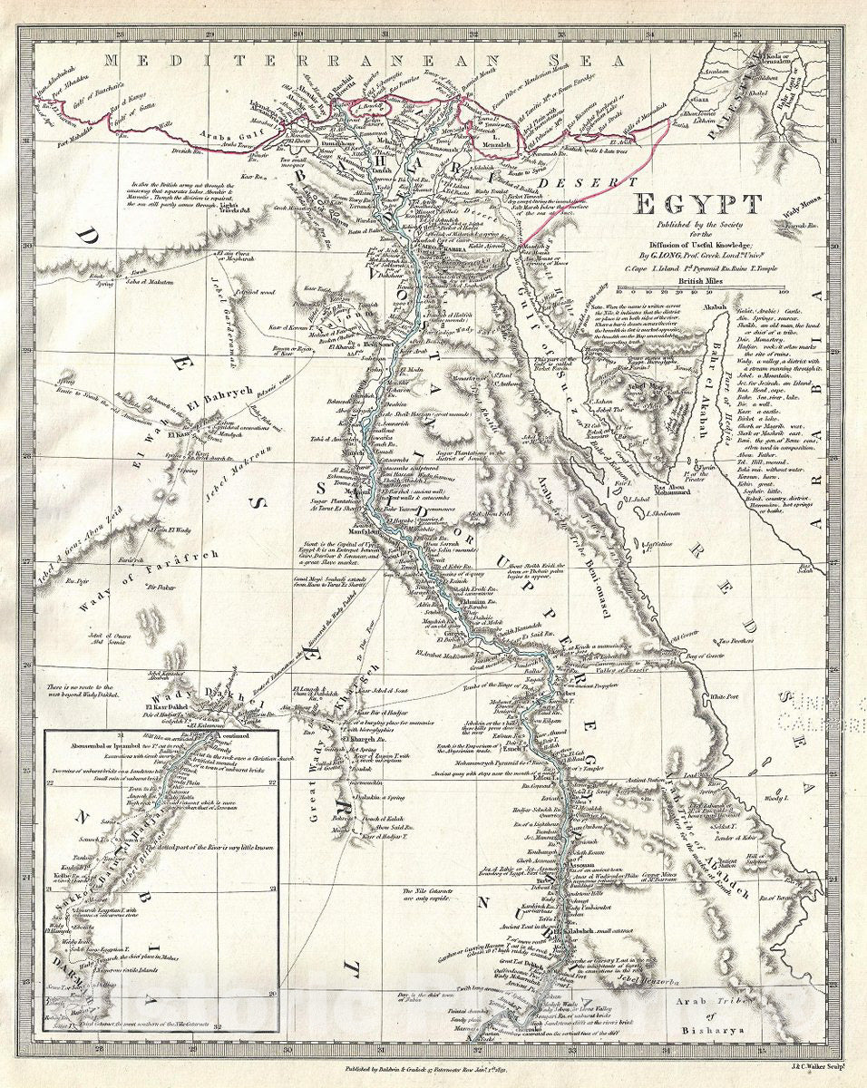 Historic Map : S.D.U.K. Map of Egypt, 1831, Vintage Wall Art