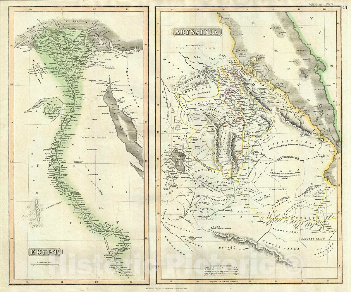 Historic Map : Thomson Map of Egypt and Abyssinia (Ethiopia), 1817, Vintage Wall Art