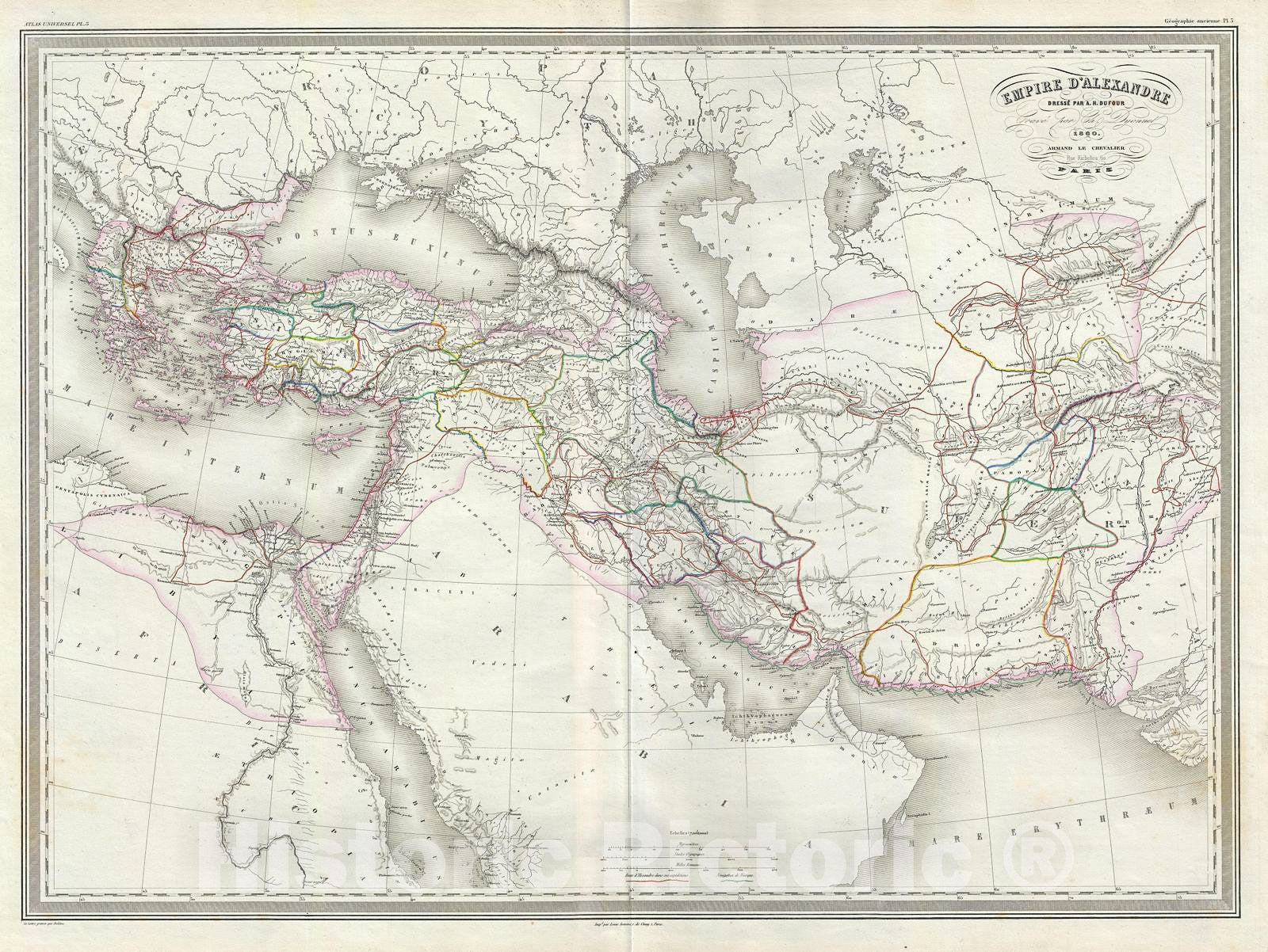 Historic Map : Dufour Map of The Empire of Alexander The Great, 1859, Vintage Wall Art